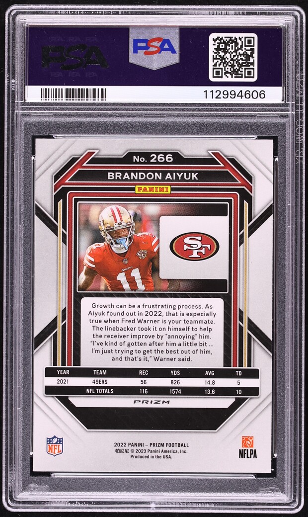 2022 Panini Prizm Snake Skin Brandon Aiyuk #266 PSA 10 GEM MINT