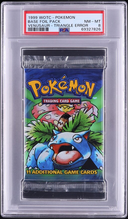 1999 Pokemon Base Set Triangle Error Booster Pack Venusaur Art PSA