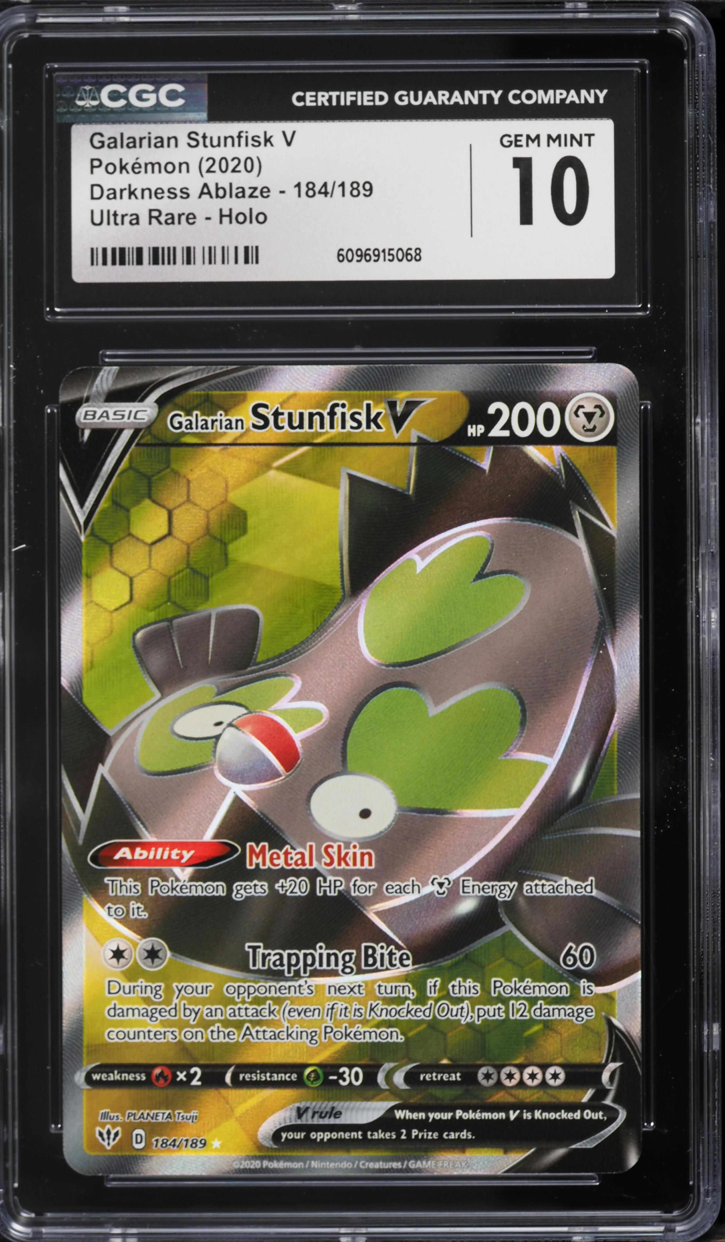 2020 Pokemon Sun & Moon Darkness Ablaze Full Art Galarian Stunfisk