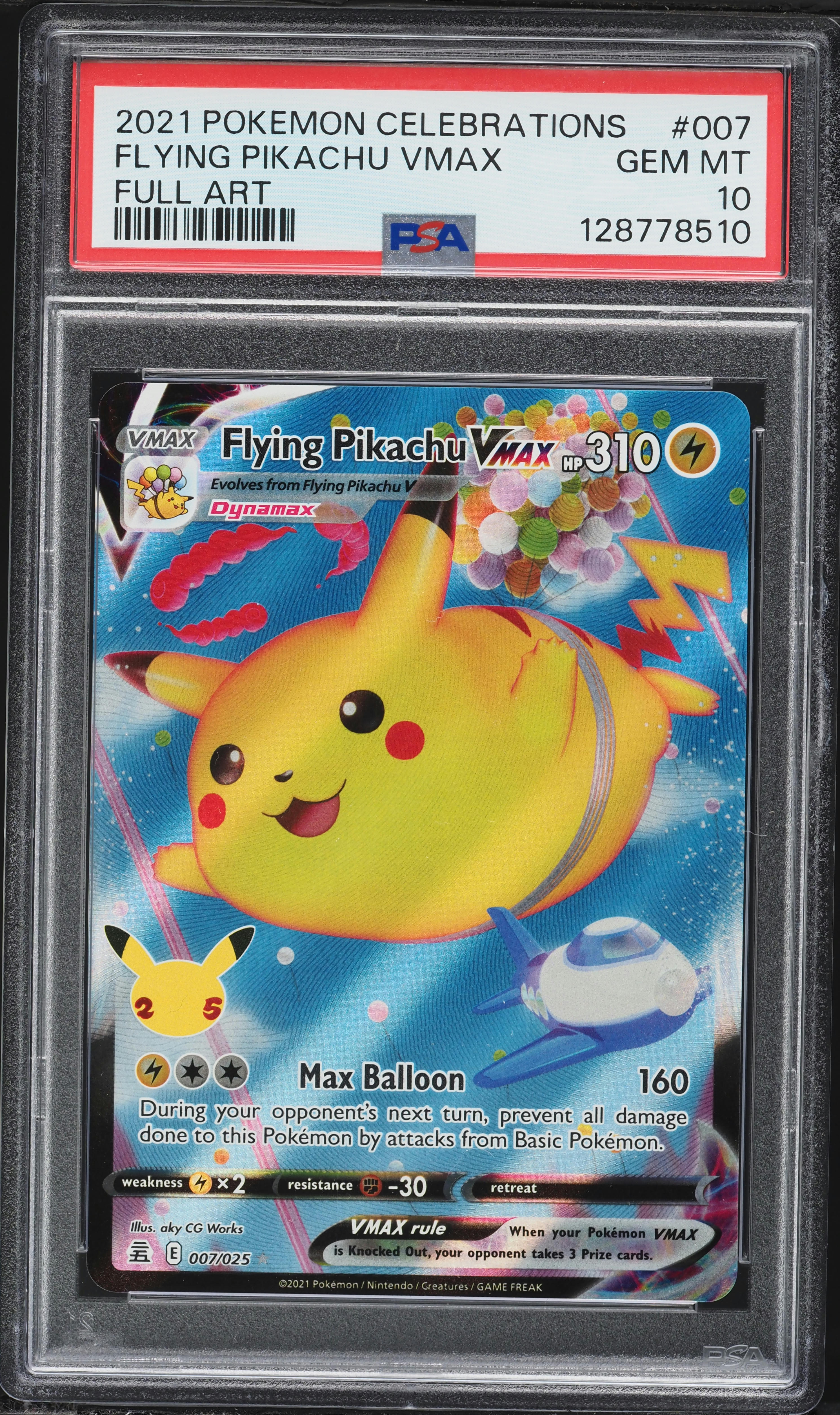 2021 Pokemon Sword & Shield Celebrations Full Art Flying Pikachu VMAX #7  PSA 10 GEM MINT on Fanatics Collect