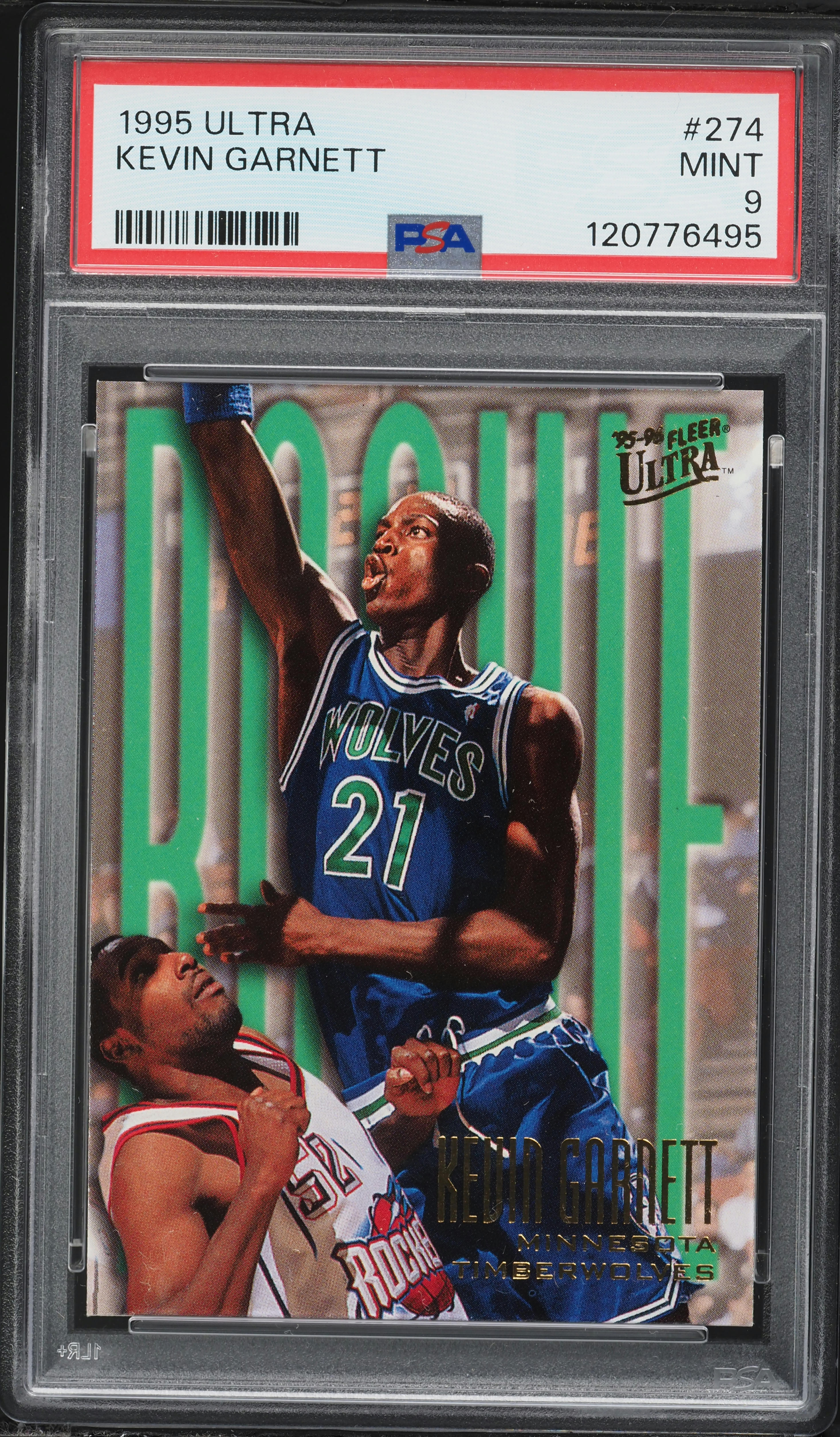 1995 Ultra Basketball Kevin Garnett ROOKIE #274 PSA 9 MINT on