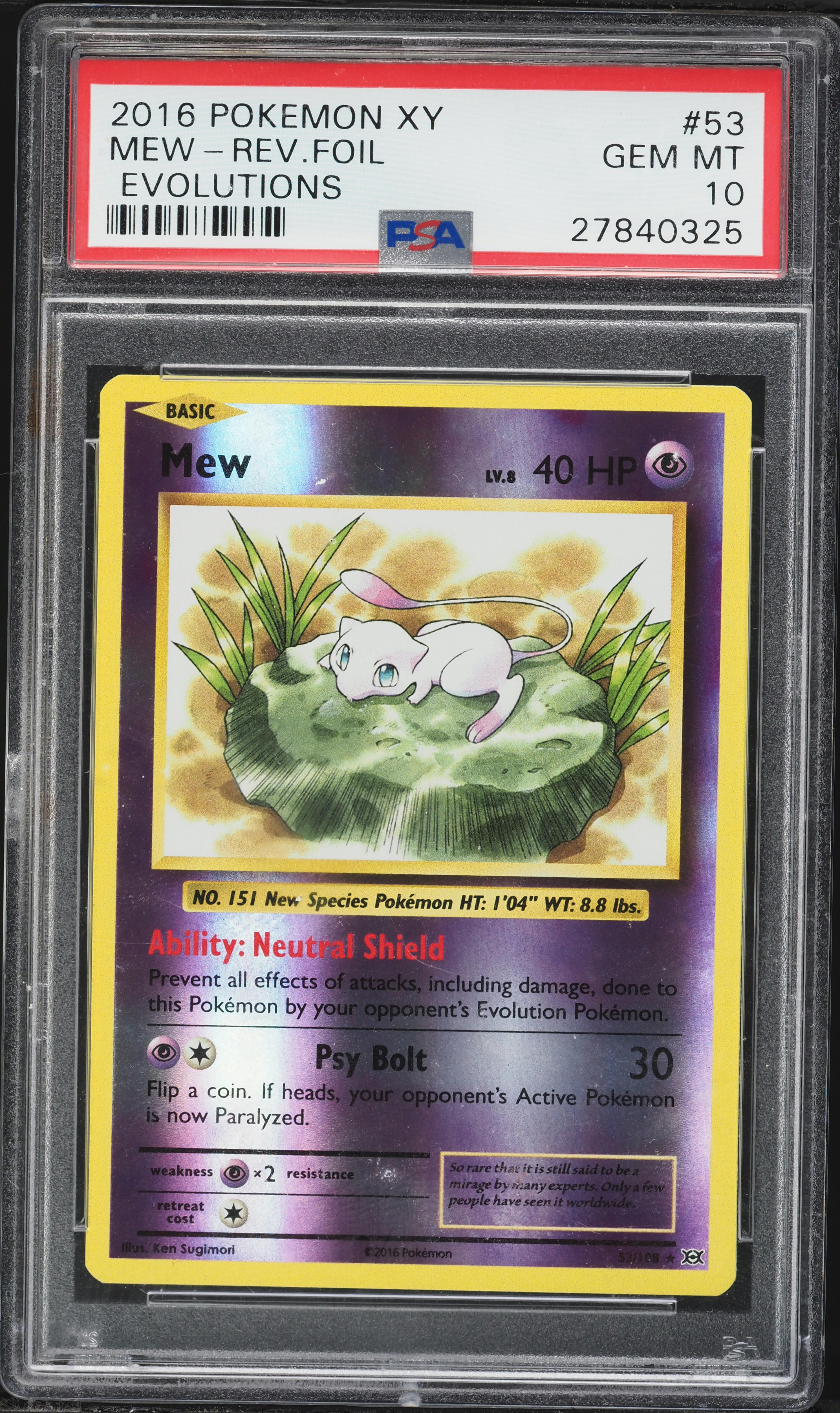 2016 Pokemon XY Evolutions Reverse Holo Mew #53 PSA 10 GEM MINT on