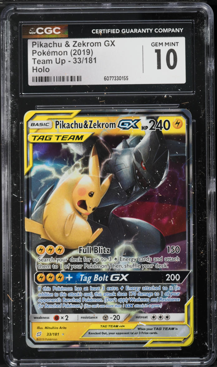 2019 Pokemon Sun & Moon Team Up Pikachu & Zekrom GX #33 CGC 10 GEM