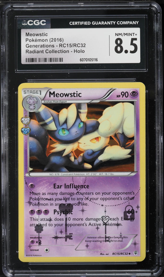 2016 Pokemon XY Generations Radiant Collection Holo Meowstic #RC15 CGC 8.5  NM-MT+ on Fanatics Collect