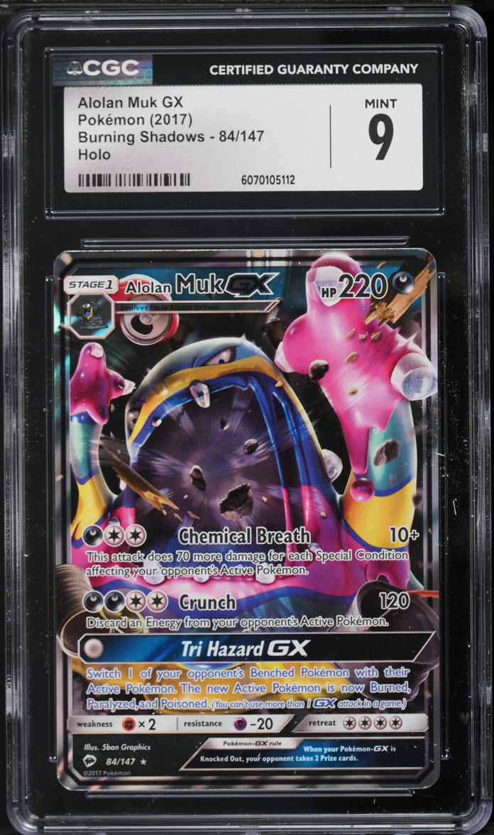2017 Pokemon Sun & Moon Burning Shadows Alolan Muk GX #84 CGC 9 MINT