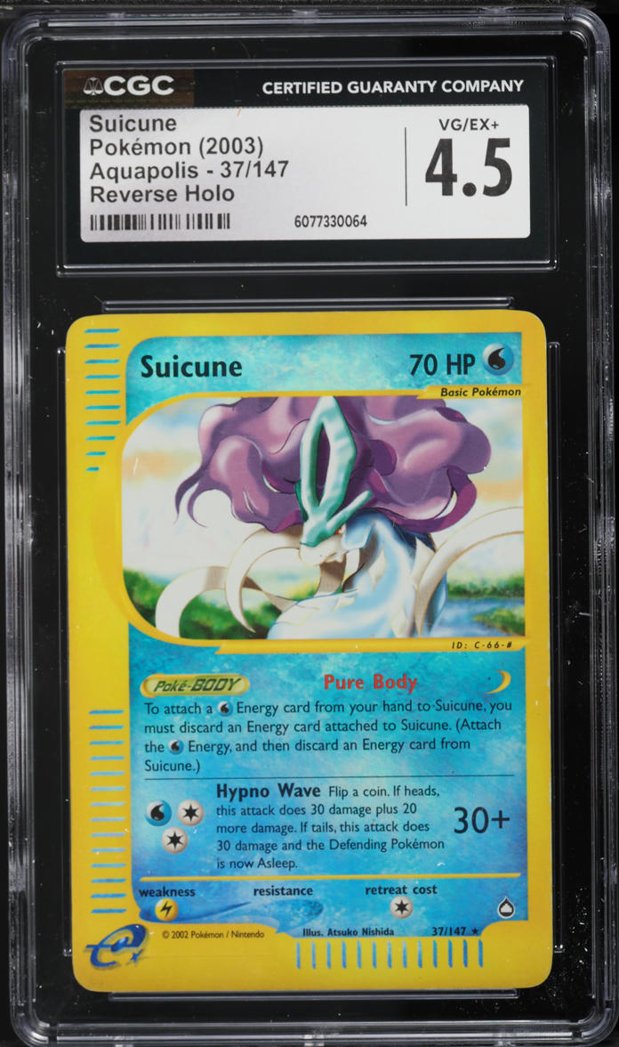 2003 Pokemon Aquapolis Reverse Holo Suicune #37 CGC 4.5 VGEX+ on Fanatics  Collect