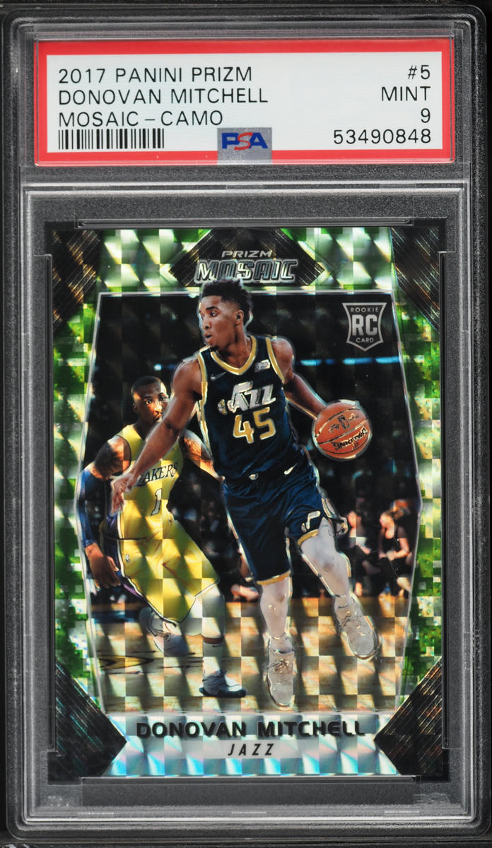 2017 Panini Prizm Mosaic Camo Donovan Mitchell ROOKIE /25 #5 PSA 9 MINT