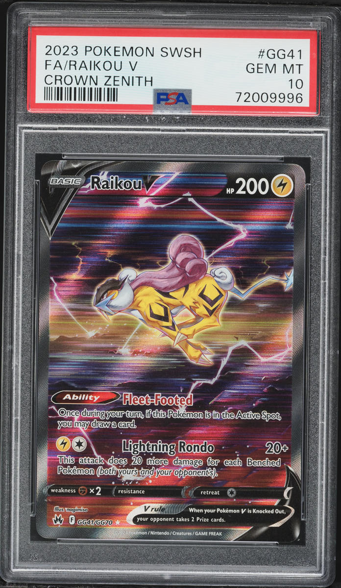 2023 Pokemon Sword & Shield Crown Zenith Full Art Raikou V #GG41 PSA 10 GEM MINT