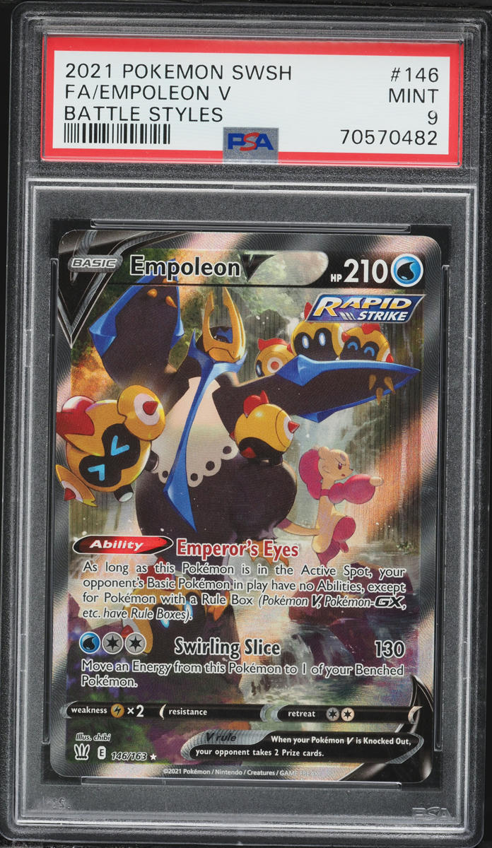 2021 Pokemon Sword & Shield Battle Styles Full Art Empoleon V #146 PSA 9 MINT