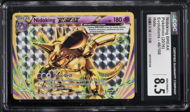 2016 Pokemon XY Evolutions Holo Nidoking BREAK #46 CGC 8.5 NM-MT+