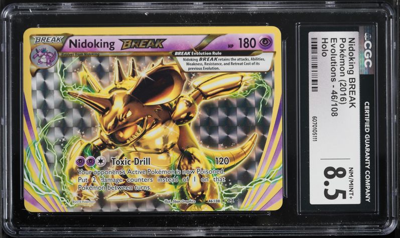 2016 Pokemon XY Evolutions Holo Nidoking BREAK #46 CGC 8.5 NM-MT+