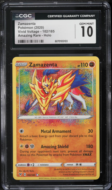2020 Pokemon Sword & Shield Vivid Voltage Amazing Rare Zamazenta #102 CGC 10 GEM MINT
