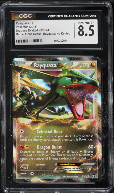2016 Pokemon Black & White Dragons Exalted Battle Arena Rayquaza EX #85 CGC 8.5 NM-MT+