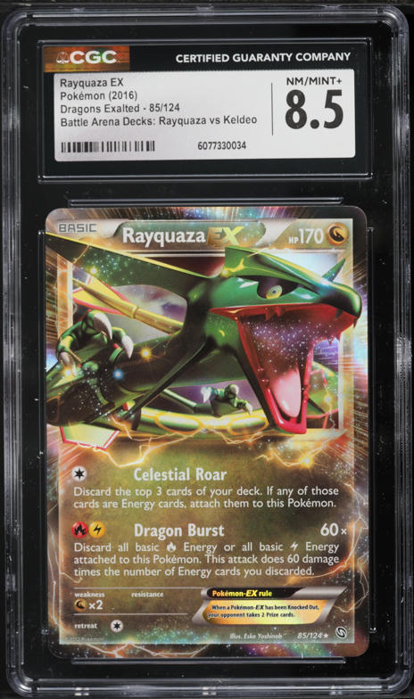 2016 Pokemon Black & White Dragons Exalted Battle Arena Rayquaza EX #85 CGC 8.5 NM-MT+