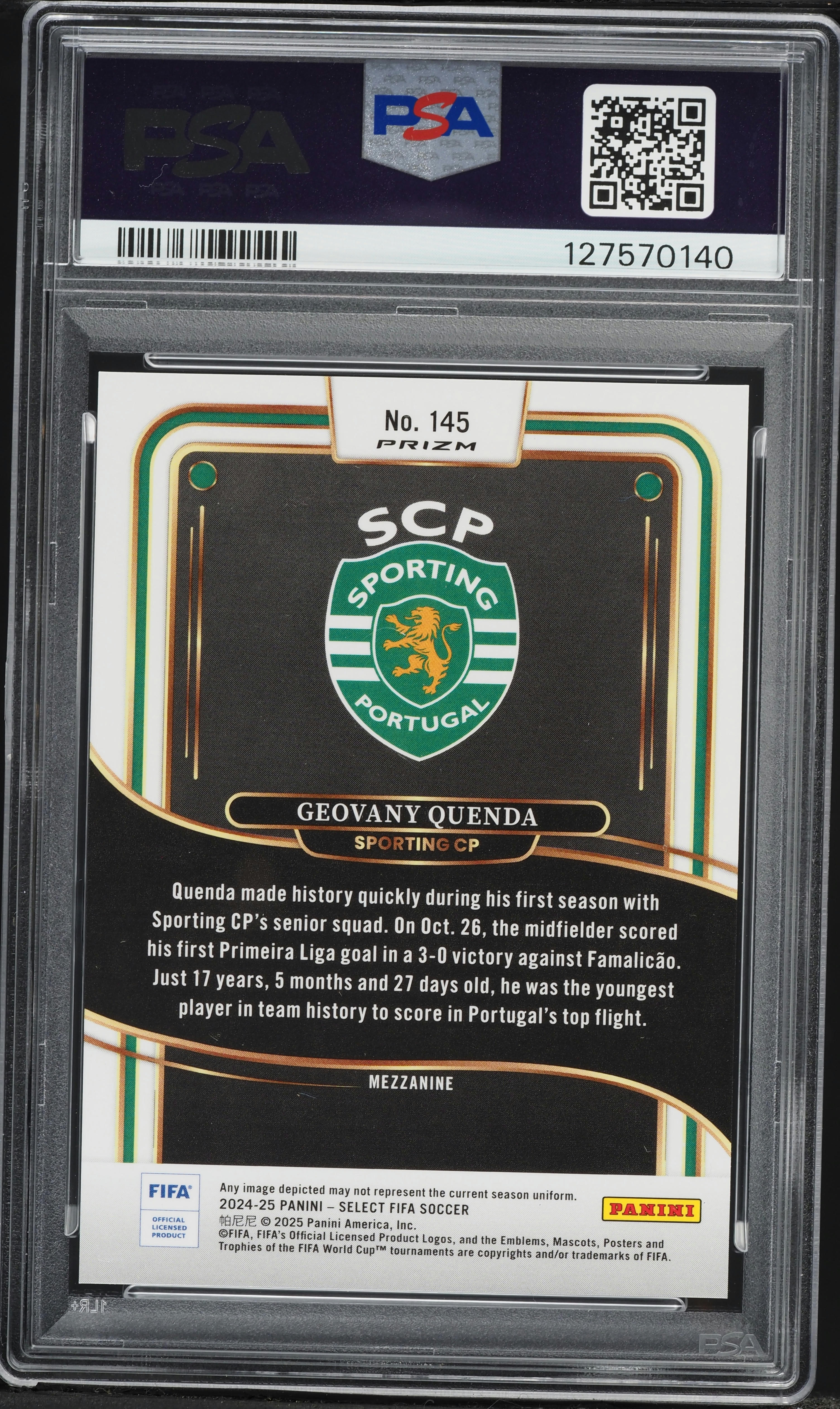 2024 Select Mezzanine FIFA Pandora Geovany Quenda ROOKIE #145 PSA