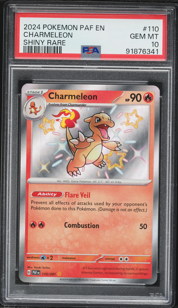 2024 Pokemon Scarlet & Violet Paldean Fates Holo Shiny Charmeleon #110 PSA 10 GEM MINT