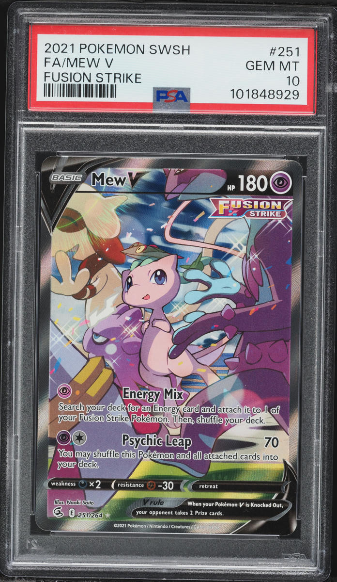 2021 Pokemon Sword & Shield Fusion Strike Full Art Mew V #251 PSA 10 GEM MINT