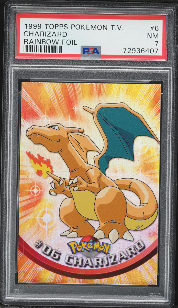 1999 Topps Pokemon TV Rainbow Foil Charizard #6 PSA 7 NRMT