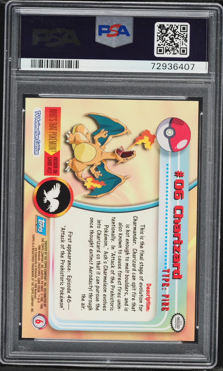 1999 Topps Pokemon TV Rainbow Foil Charizard #6 PSA 7 NRMT