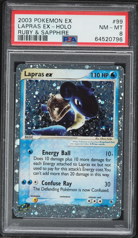 2003 Pokemon EX Ruby & Sapphire Holo Lapras EX #99 PSA 8 NM-MT