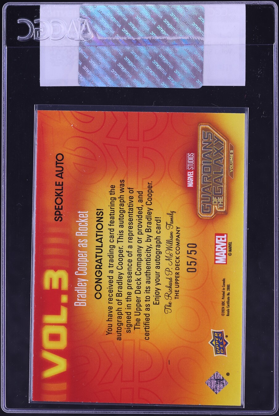 2024 Upper Deck Guardians Of The Galaxy Vol 3 Speckle Bradley