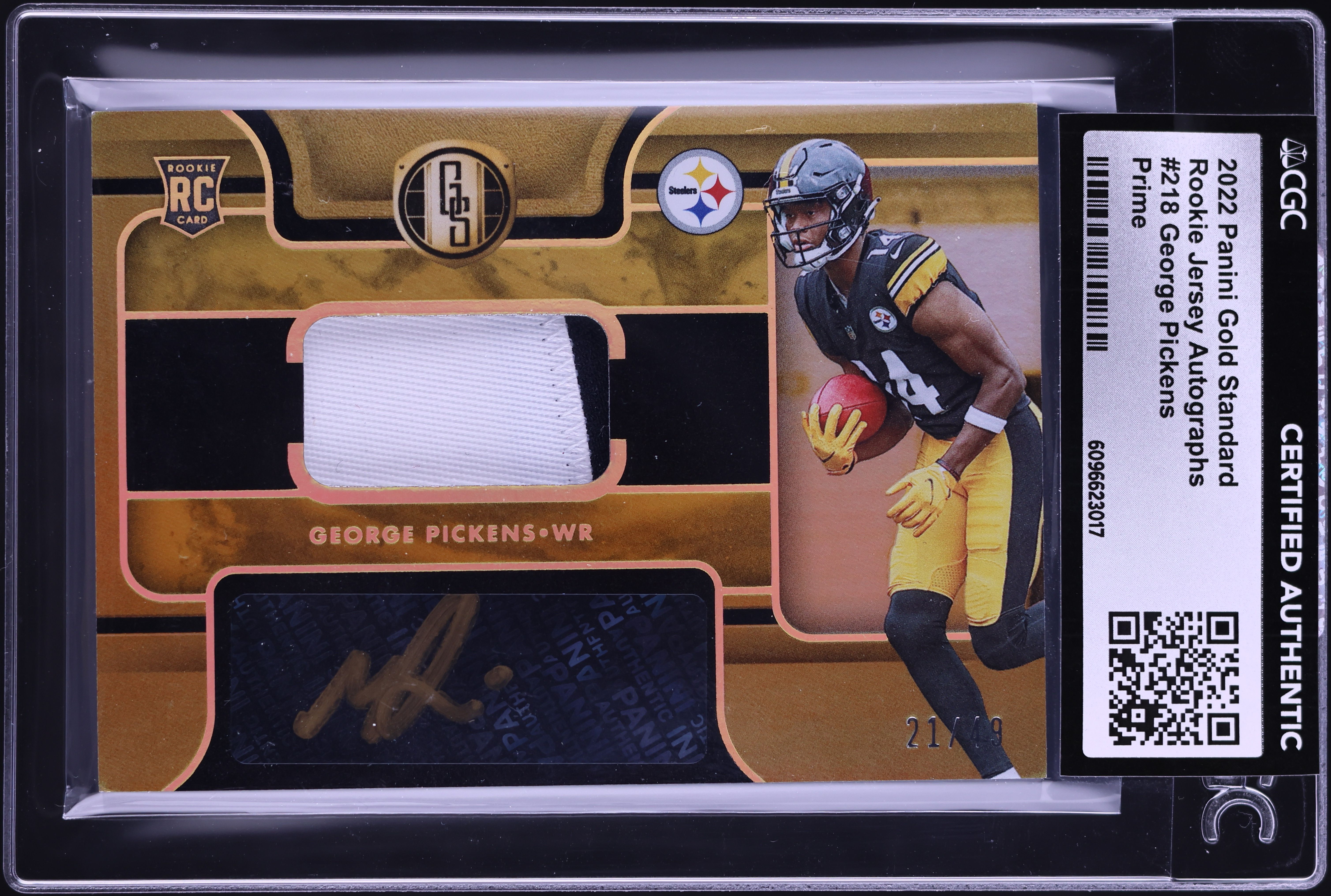 2022 Panini Gold Standard Jersey Prime George Pickens ROOKIE PATCH