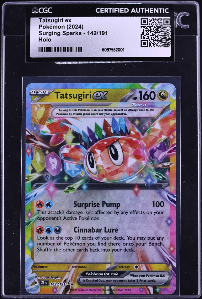 2024 Pokemon Scarlet & Violet Surging Sparks Holo Tatsugiri ex #142 CGC AUTH
