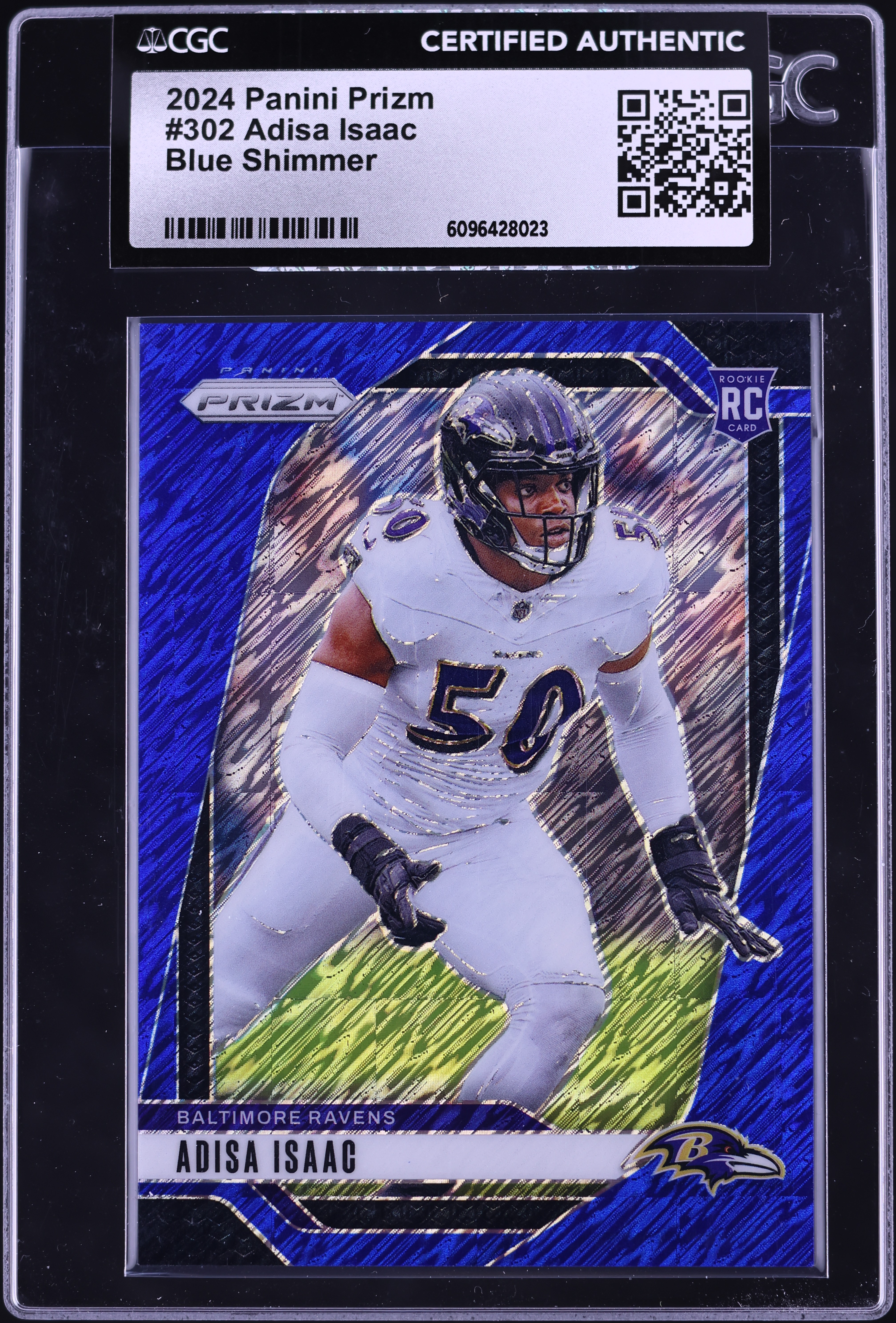 2024 Panini Prizm Blue Shimmer Adisa Isaac ROOKIE /25 #302 CGC