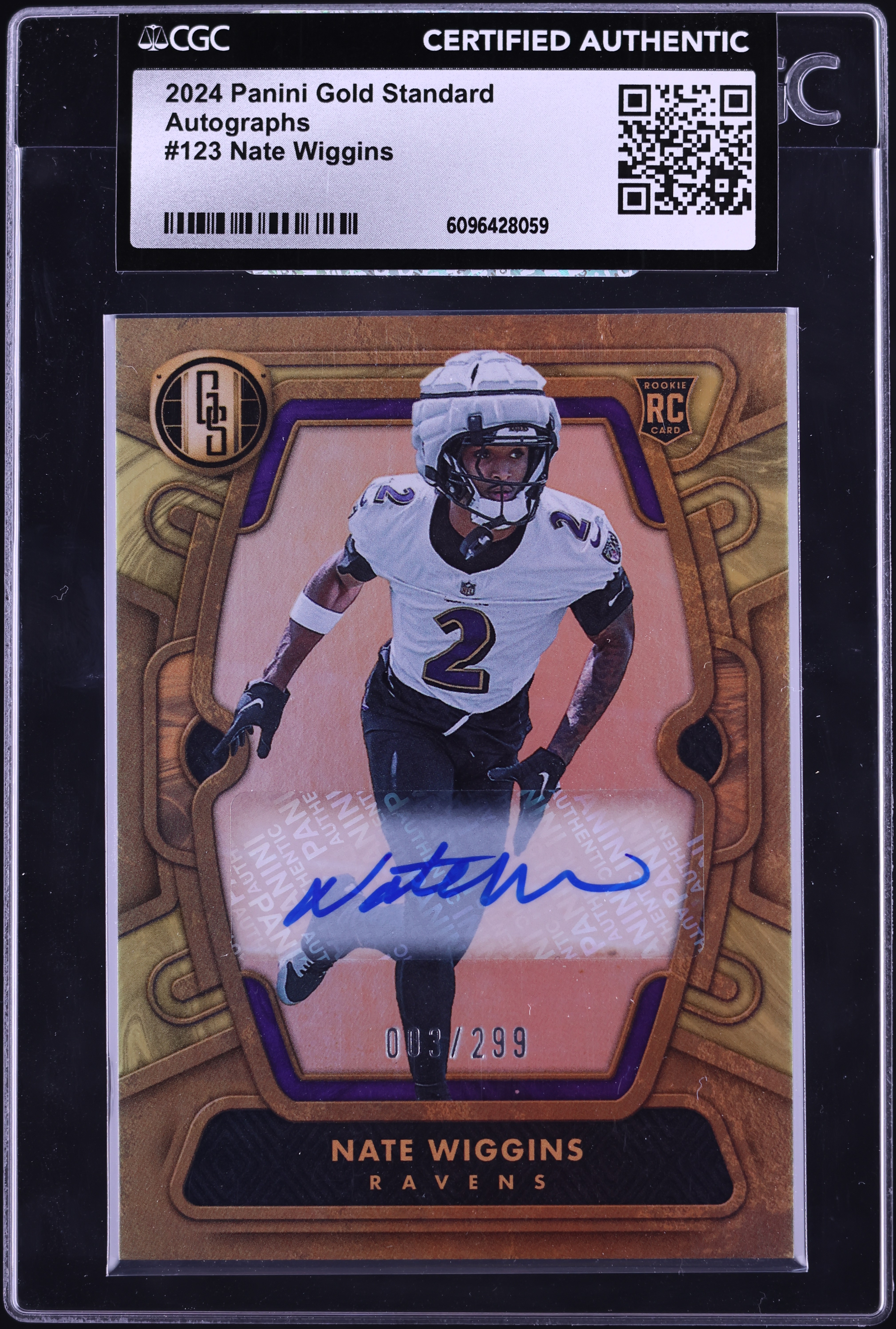 2024 Panini Gold Standard Nate Wiggins ROOKIE AUTO /299 #123 CGC