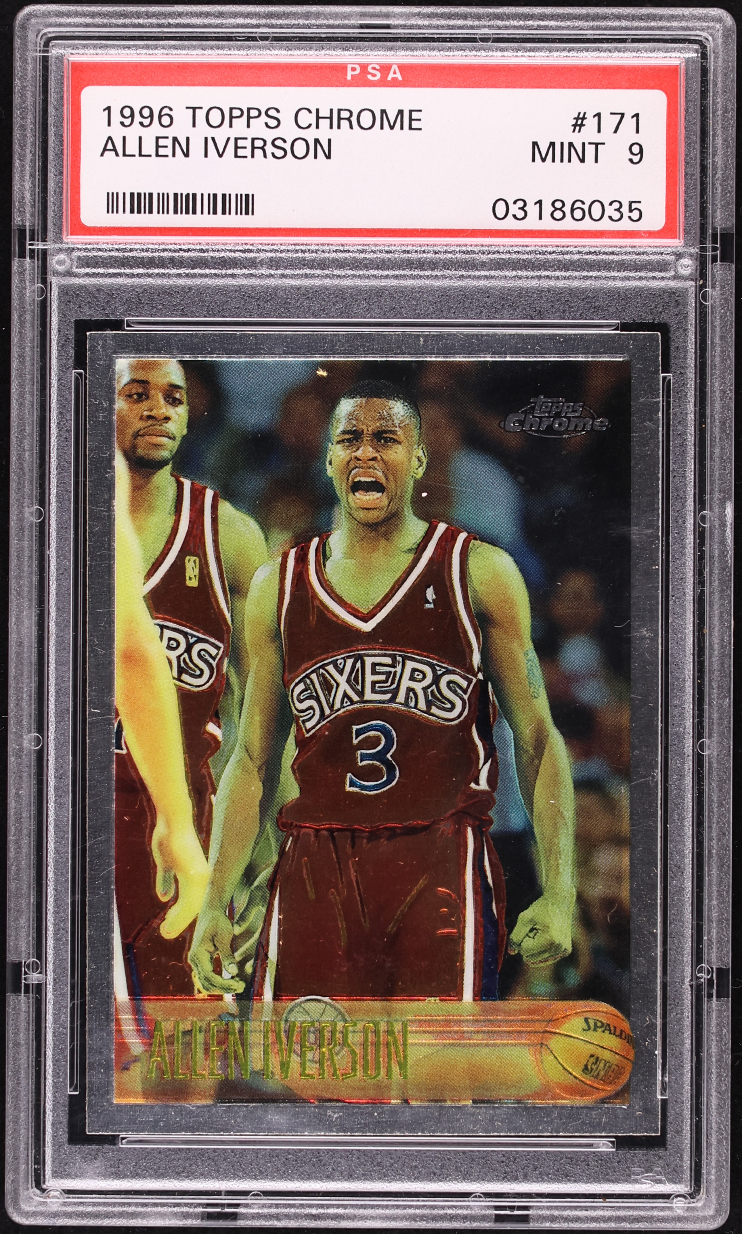 1996 Topps Chrome Allen Iverson ROOKIE #171 PSA 9 MINT on Fanatics