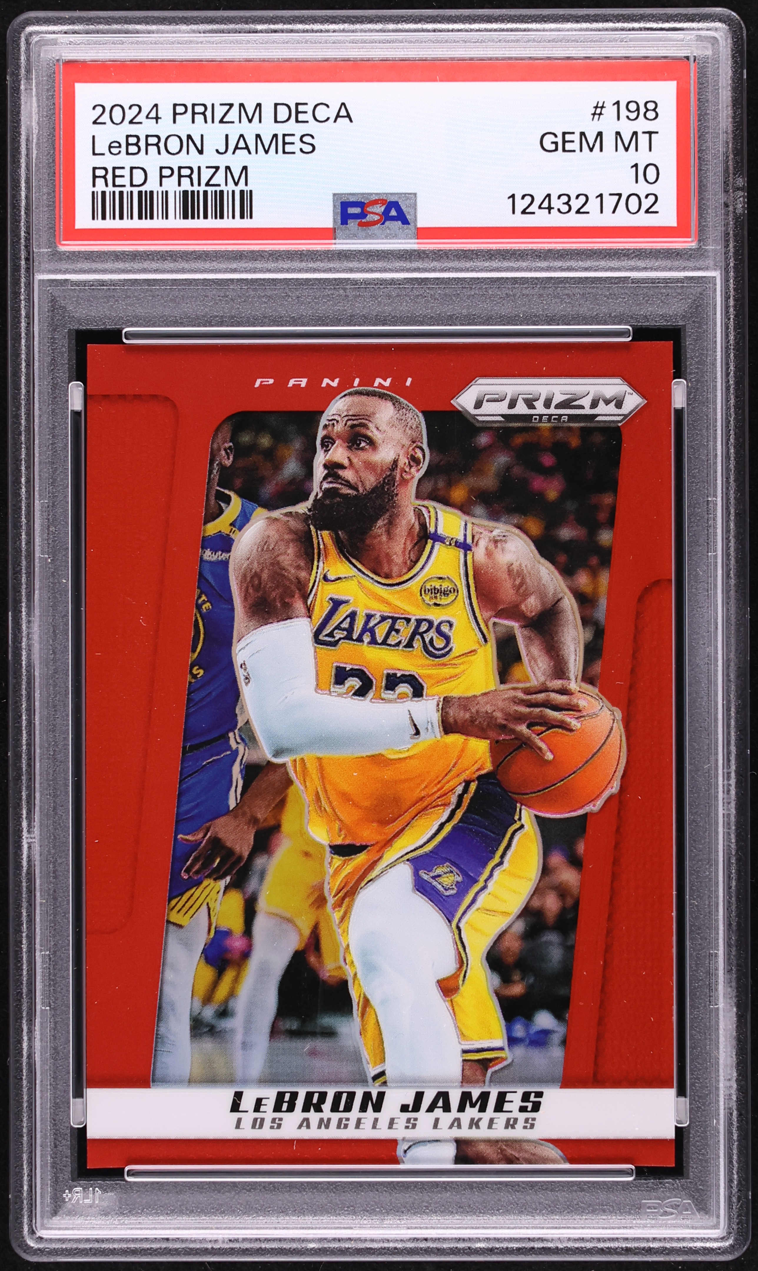 2024 Panini Prizm Deca Red LeBron James /199 #198 PSA 10 GEM MINT