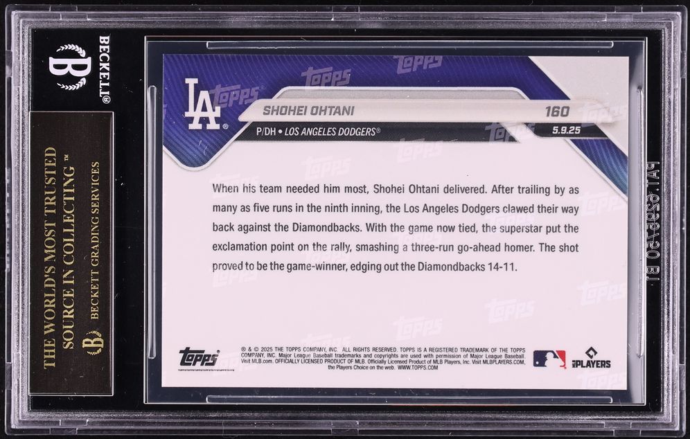 2025 Topps Now Shohei Ohtani #160 BGS 10 PRISTINE, BLACK LABEL