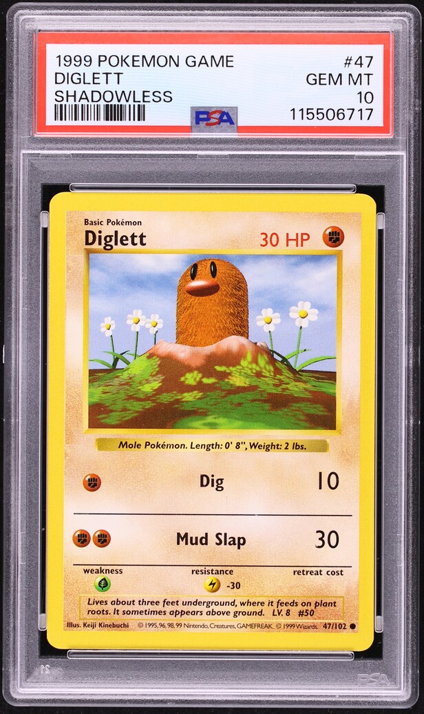 1999 Pokemon Base Set Shadowless Diglett #47 PSA 10 GEM MINT on Fanatics  Collect