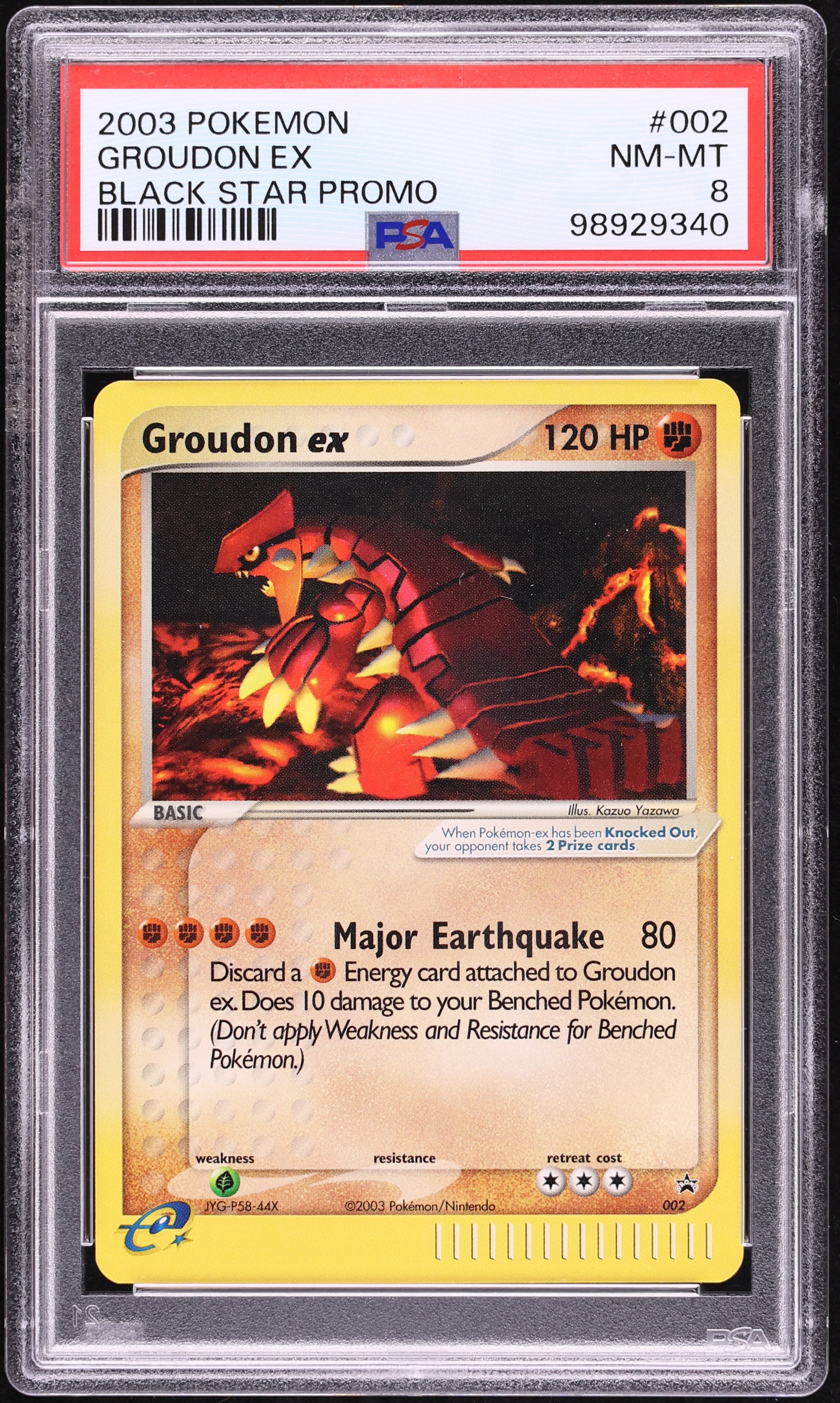 2003 Pokemon Black Star Promo No Dot Error Groudon ex #2 PSA 8 NM