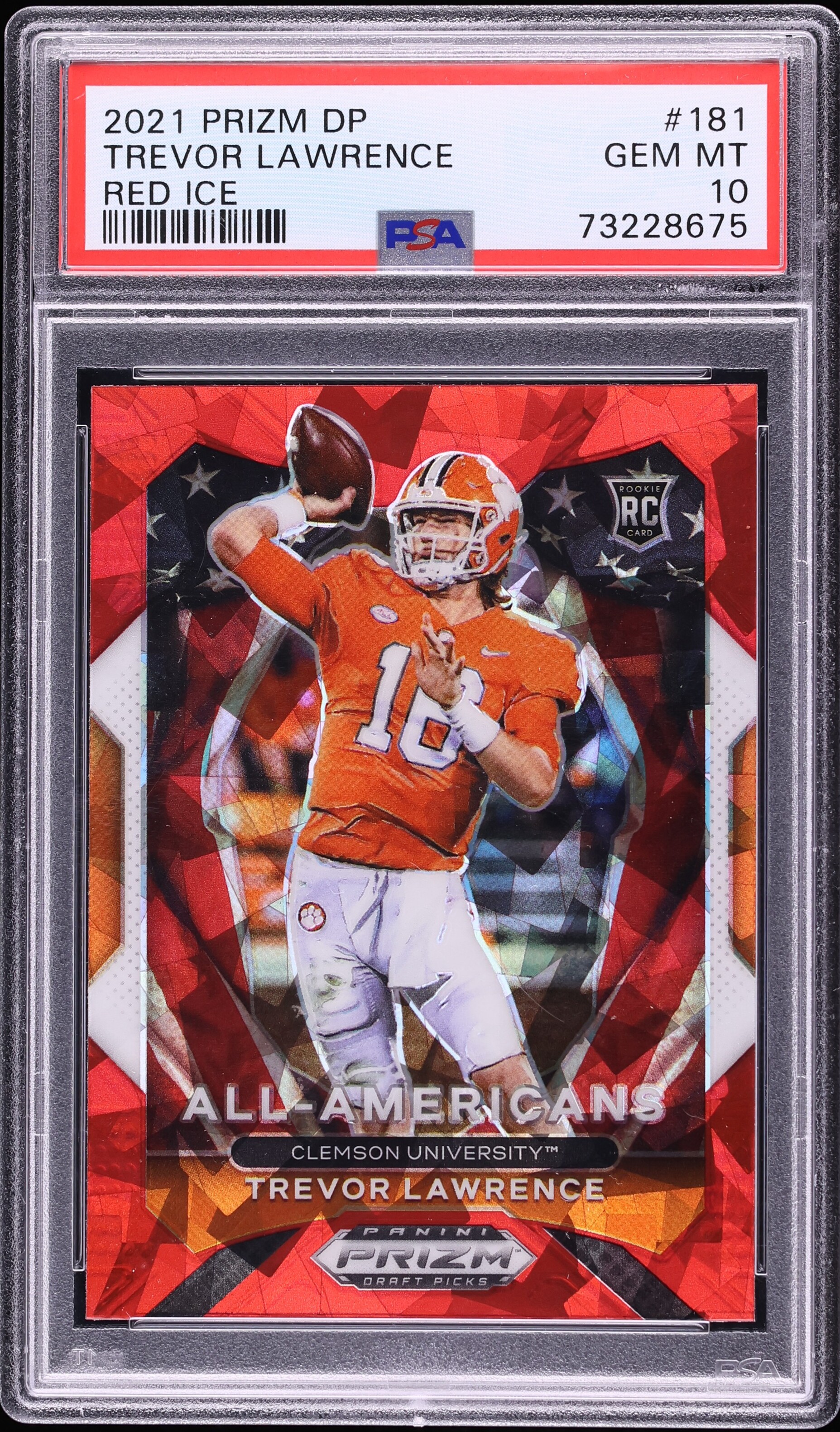 2021 Panini Prizm Draft Picks Red Ice Trevor Lawrence ROOKIE #181