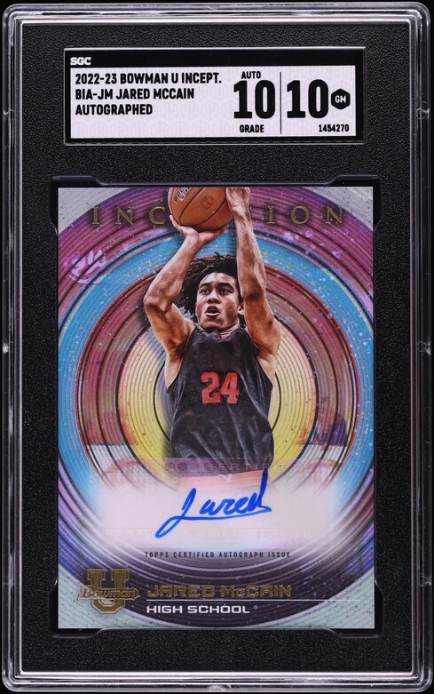 2022 Bowman University Inception Jared Mccain AUTO #BIA-JM SGC 10 GEM MINT