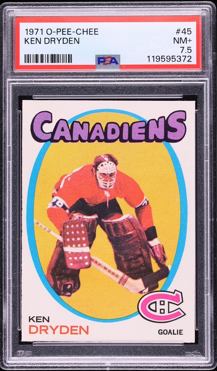 1971 O-Pee-Chee Hockey Ken Dryden ROOKIE #45 PSA 7.5 NRMT+