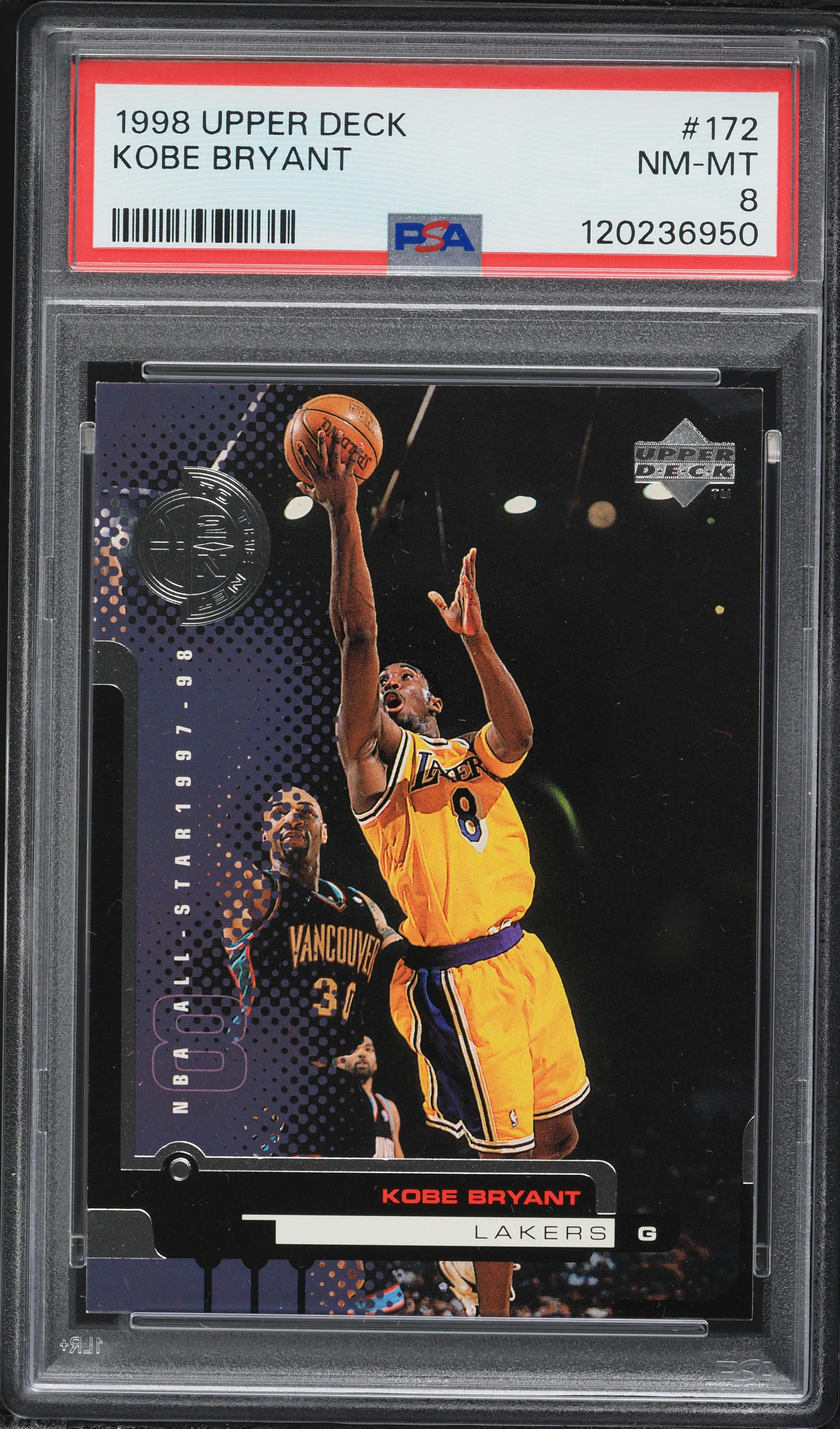 1998 Upper Deck Basketball Kobe Bryant #172 PSA 8 NM-MT on