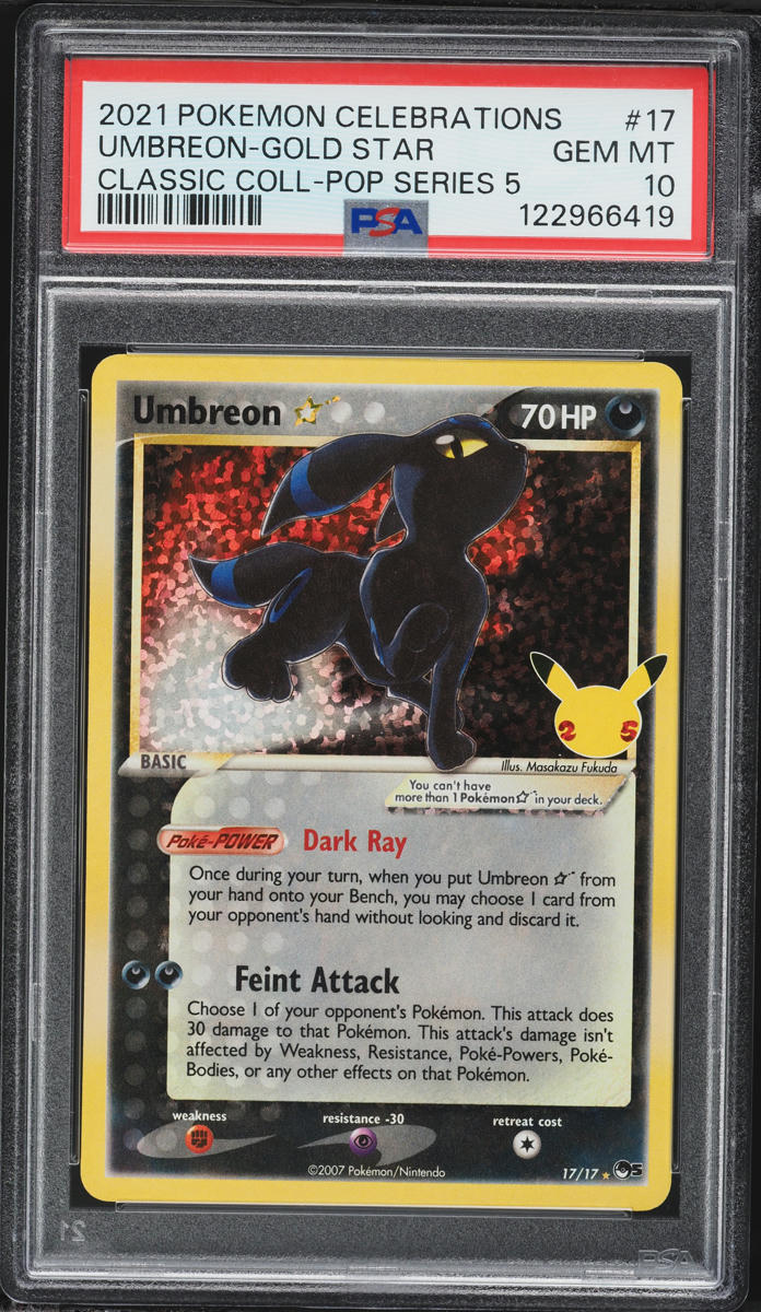 2021 Pokemon SWSH Celebrations Classic Holo Umbreon Gold Star #17 PSA 10 GEM MINT