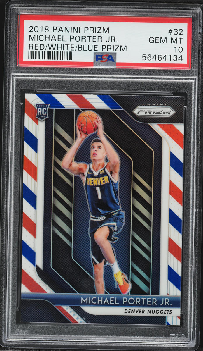 2018 Panini Prizm Red White Blue Michael Porter Jr. ROOKIE #32 PSA