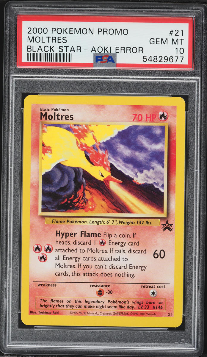 2000 Pokemon Black Star Promo Aoki Error Moltres #21 PSA 10 GEM