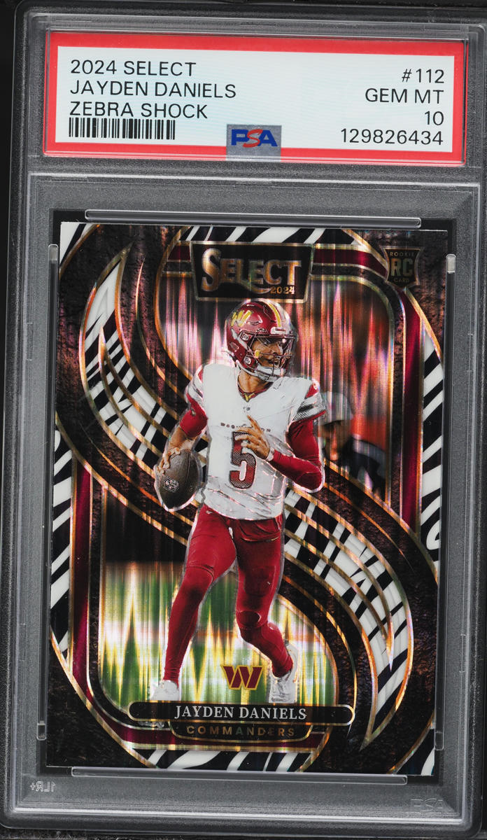 2024 Select Premier Level Zebra Shock Prizm Jayden Daniels ROOKIE #112 PSA 10 GEM MINT