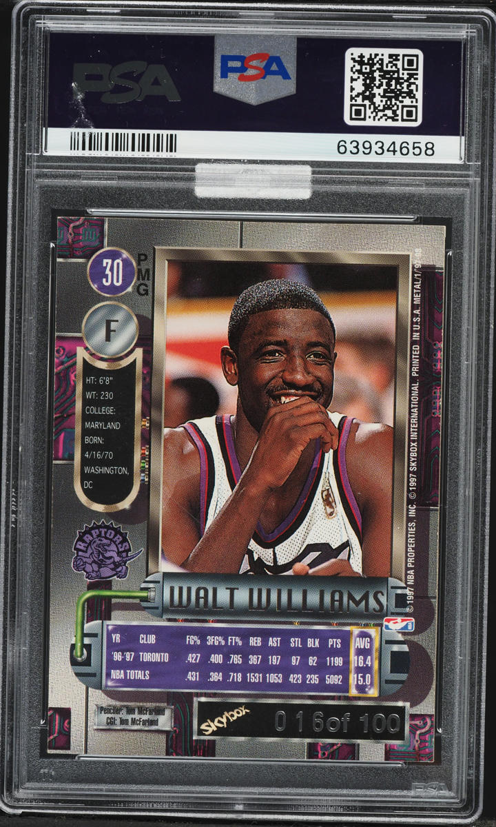 1997 Metal Universe Precious Metal Gems PMG Red Walt Williams /100 #30 MBA PSA 4 VGEX