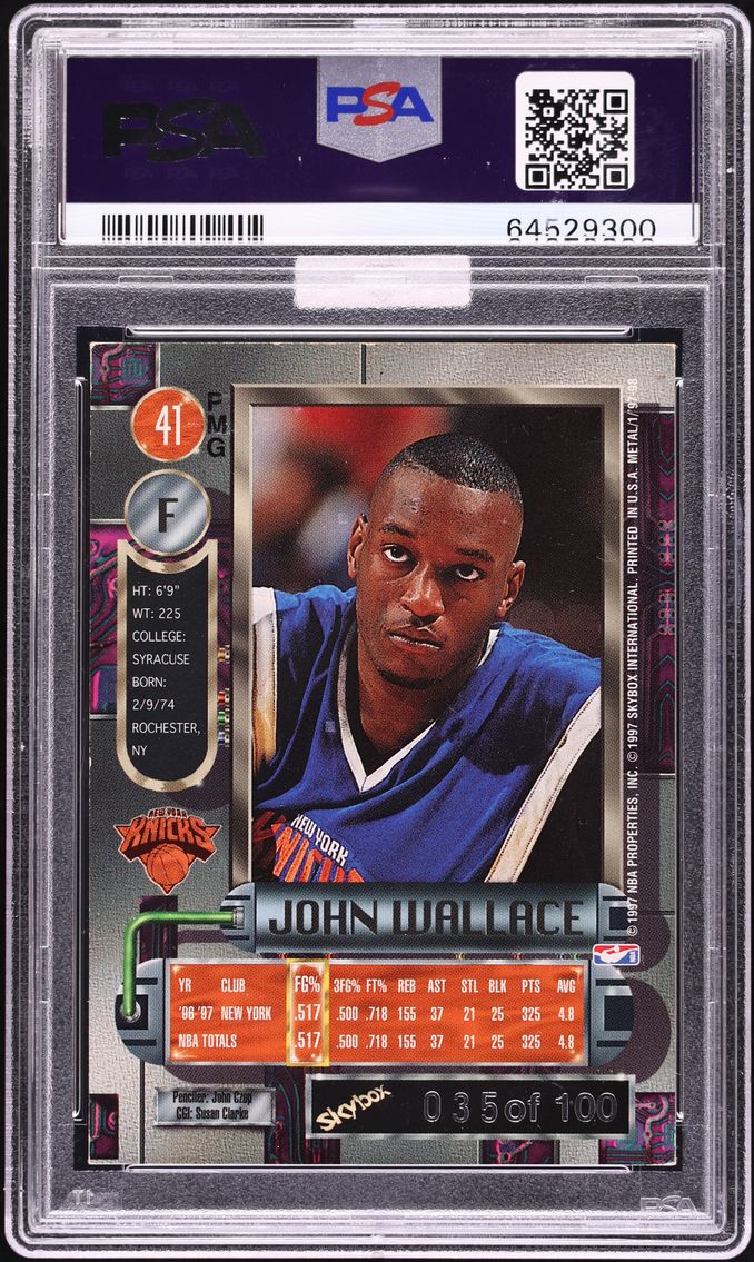 1997 Metal Universe Precious Metal Gems PMG Red John Wallace /100 #41 MBA PSA 5 EX