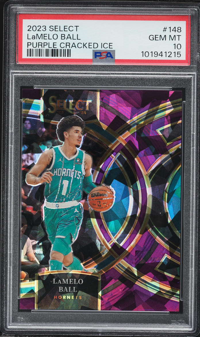 2023 Select Premier Purple Cracked Ice LaMelo Ball /99 #148 PSA 10