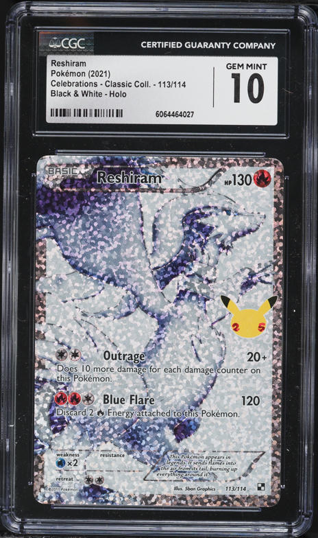 2021 Pokemon SWSH Celebrations Classic Collection Alt Art Reshiram #113 CGC 10 GEM MINT