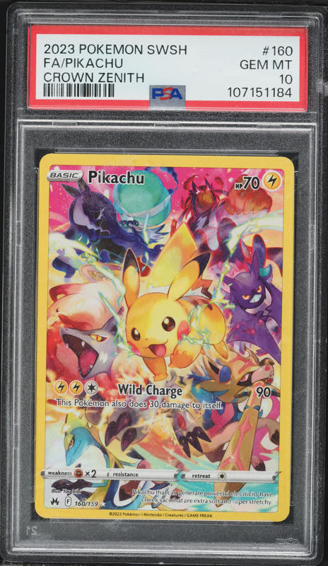 2023 Pokemon Sword & Shield Crown Zenith SEC Pikachu #160 PSA 10