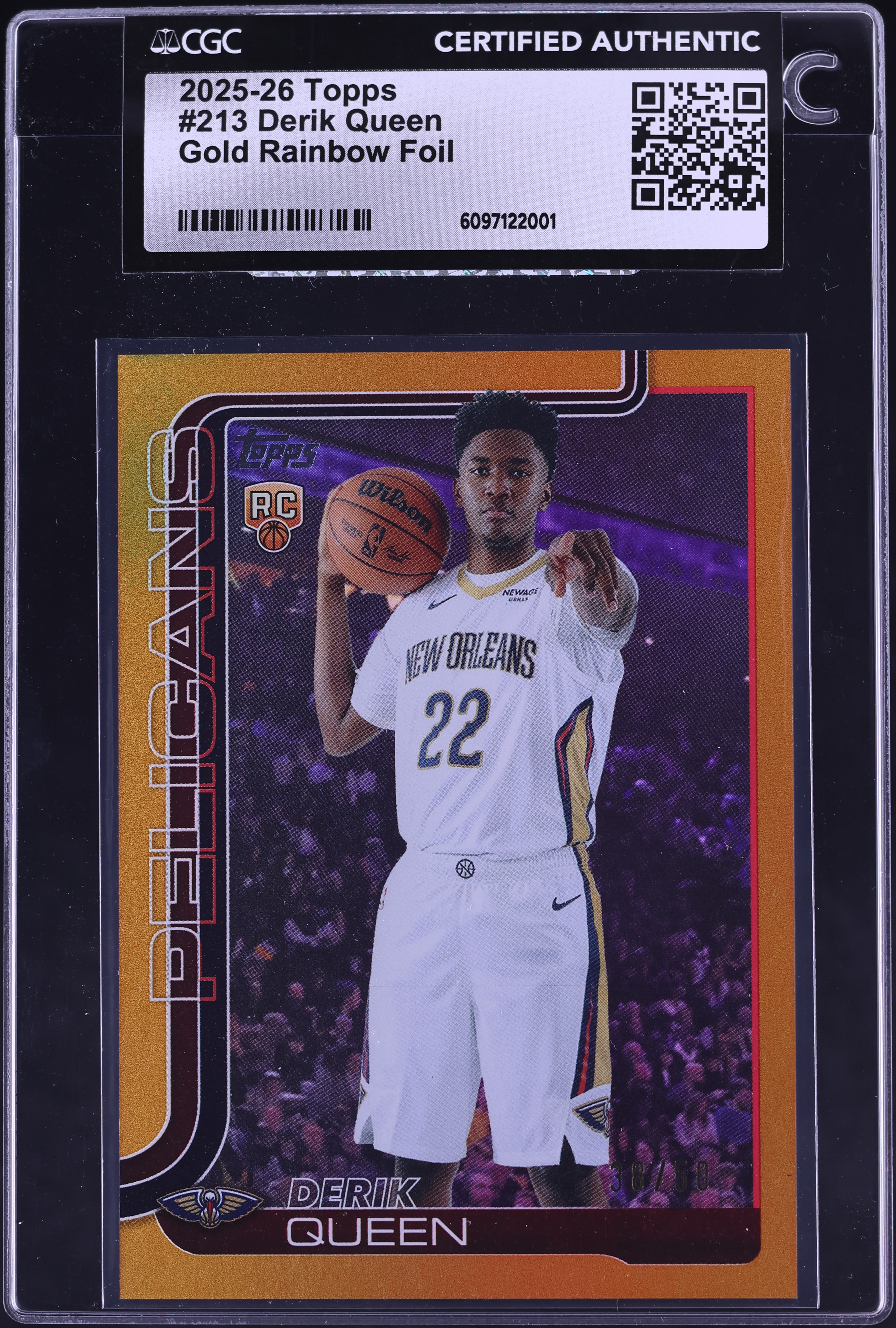 2025 Topps Gold Rainbow Foil Derik Queen ROOKIE /50 #213 CGC AUTH 