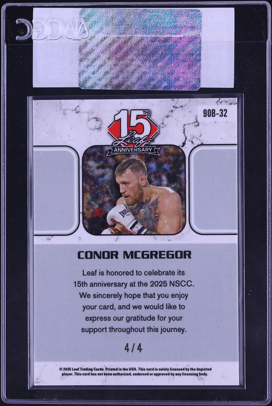 2025 Leaf 15th Anniversary '90 Orange Lava Conor McGregor 4/4 #90B