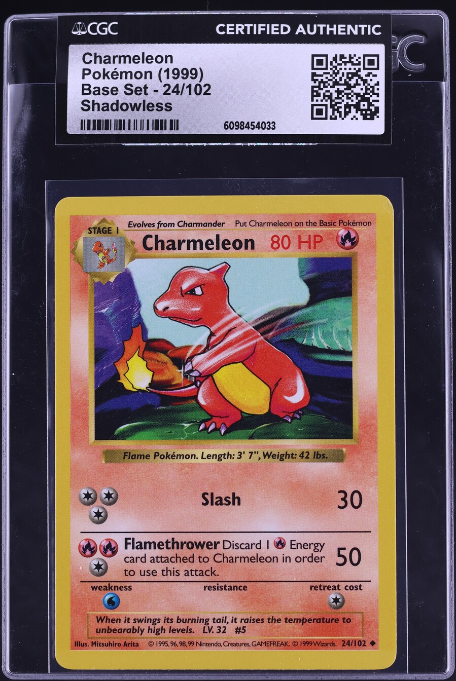 1999 Pokemon Base Set Shadowless Charmeleon #24 CGC AUTH on Fanatics Collect